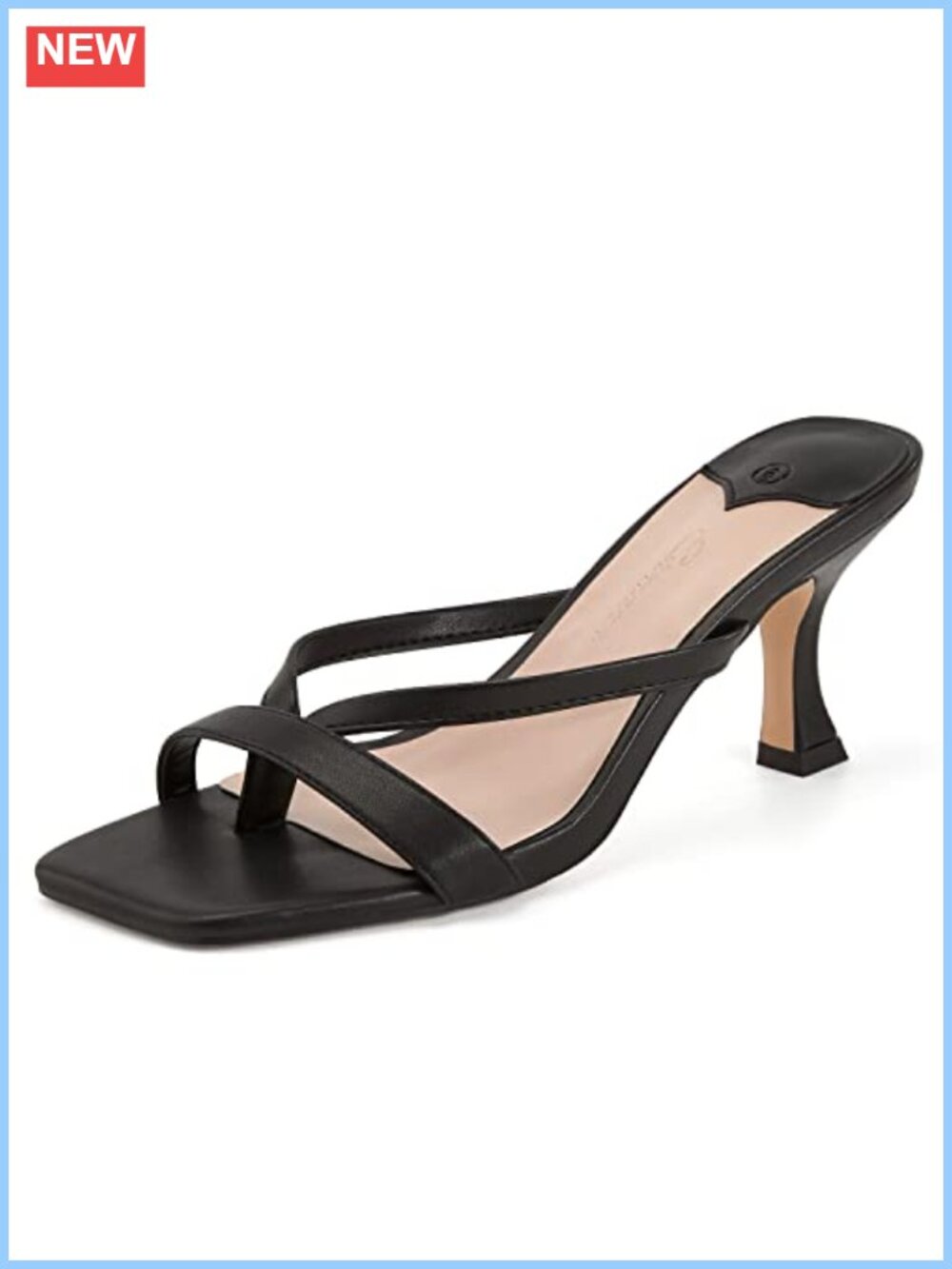 Kitten Heel Thong Sandals Square Open Toe Backless Slip On Slides